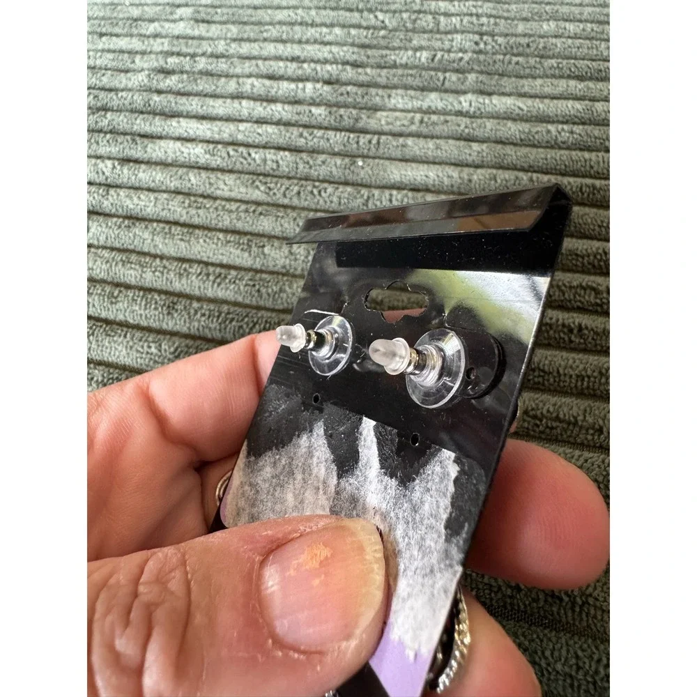 Silver Tone Dangle Earrings with‎ Black Accents, Statement Fashion Jewelry